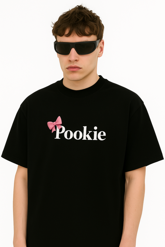 “Pookie”  Unisex Oversized Tee – color🤍🖤💘