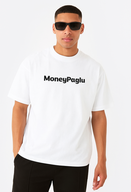 "MoneyPaglu" White Oversized Unisex T-Shirt – Hustle in Style! 💸🤍