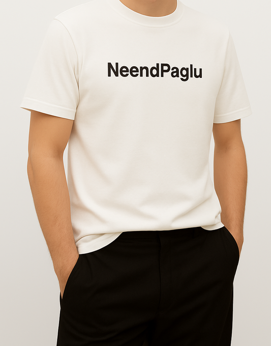 "Neendpaglu" White Oversized Unisex T-Shirt – Sleep, But Make It Fashion! 😴🤍
