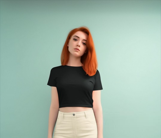 Plain Black Crop Tee 🖤